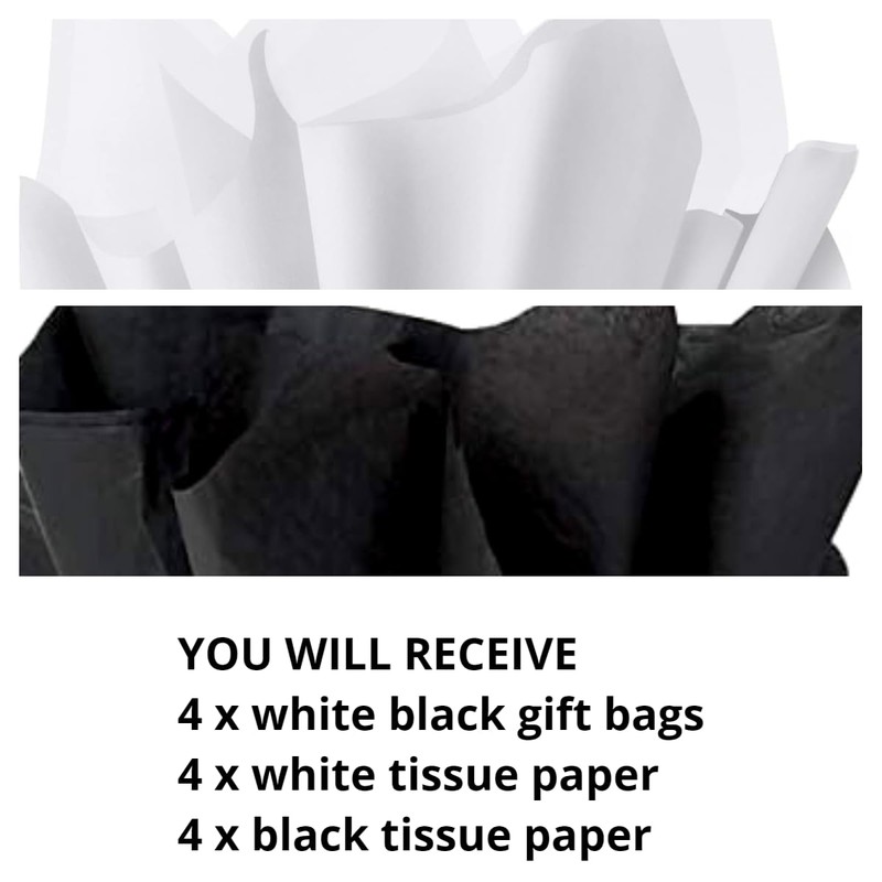 JUNESHE Small Gift Bags with Handles & Tissue Paper,4 Pack