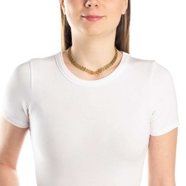 Leonardo Jewels Milanese 023052 Stainless Steel Necklace, Gold Statement Chain, 40-47 cm Length, Brickwork Necklace, Women's Jewellery, Stainless Steel, No Gemstone