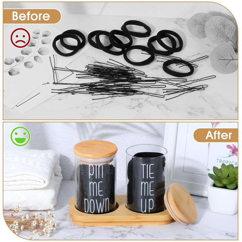 Funny Apothecary Jars 2 Pack Hair Tie Holder Organizers Bathroom