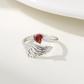 Angel Wings Ring for Women 925 Sterling Silver Angel Wings Ring Adjustable Delicate Wrap Open Thumb Ring Jewelry Gift for Women