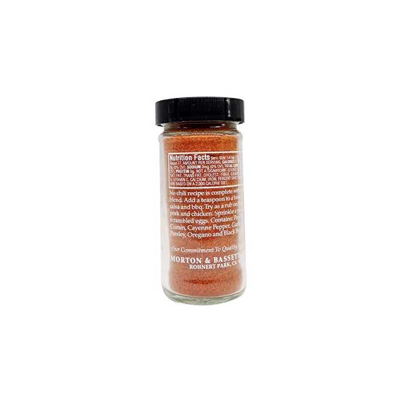 Morton & Bassett Chili Powder Seasoning, 1.9oz – Salt-Free, Non-GMO,