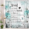Bible Verse Inspirational Quote Shower Curtain, Green Floral Daisy Trust