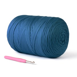 (800g/228yds) T Shirt Yarn, Soft Tshirt Crochet Yarn for Crafts and DIY Knitting Crocheting Cloth/Bag/Basket/Coaster, 100% Polyeste Elastic Fabric Chunky Thick Yarn for Crocheting (Navy Blue)