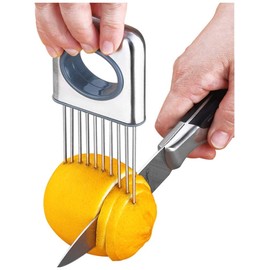 Lemon slicer fruit splitter onion cut stainless steel ultra-thin household cutting vegetables auxiliary tools kitchen accessorie (Silver)