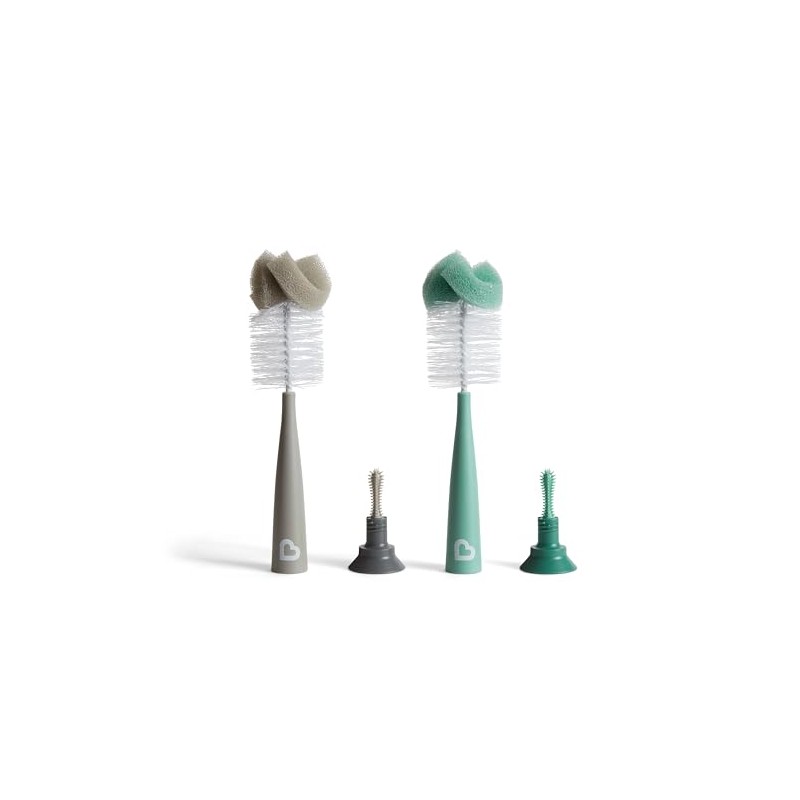 Munchkin Sponge Bottle Brush, Grey/Sage, 2 Count (Pack of 1)