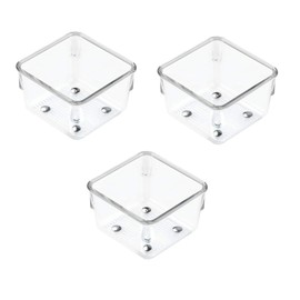 InterDesign Linus Kitchen Drawer Organizer for Utensils, Tools, Gadgets - 3" x 3" x 2", Clear, Set of 3