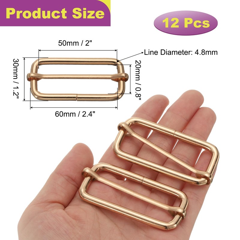 sourcing map 12Pcs Slide Buckle 2" Tri-Glide Slides Adjuster Strap