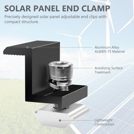 Solar Panel Bracket End Clamps 30 mm Black: Pack of 10 Solar Panel Brackets, PV Module Clamps, Aluminium Mounting for Roof, Motorhome, Balcony Power Station, Boat, Photovoltaic Mounting with Screws