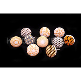 Xfer 10 Pcs Golden Yellow Ceramic Door Knobs Cupboard Cupboard Drawer Knob Vintage