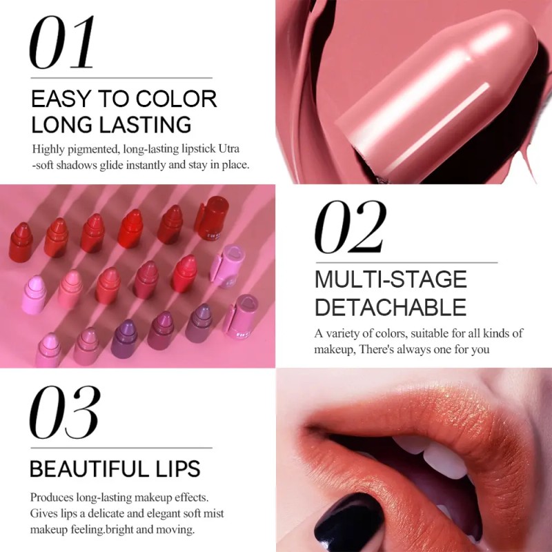 Set De Labiales Mate 5 Tonos, Duraderos Y Fáciles De