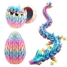 Jiounie 3D Printed Dragon Egg, Dragon Egg with Dragon, Dragon Toy for Easter Decoration, 3D Print Dragon, Desk Toy, Dragon Ornament for Cars, Offices, Houses (Candy Colours)
