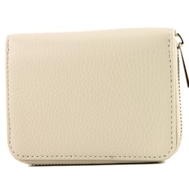modamoda de - P04 Italian Women's Wallet Real Leather Short, Cream beige
