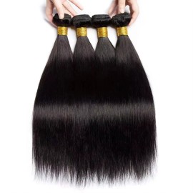 30 32 Inch Straight Human Hair Bundles 100% Raw Human Hair 1 Bundle Deals  Weaving Natural Hair Extensionscolor: Black, Stretched Length: 16 Inches