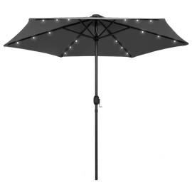 Anthracite Garden Parasol 106.3 In With Led Lights Aluminum Pole For Outdoor FurnitureColor: Anthracite1
