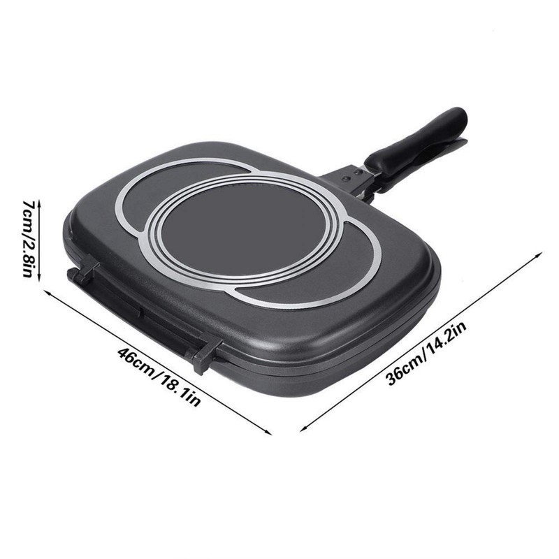Double Sided Frying Pan, Kitchen Portable Non Stick Baking Pancake