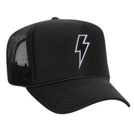 Lightning Bolt Black and White Embroidered Patch Trucker Hat (Multiple Colors)