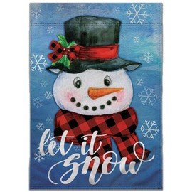 Let it Snow (Snowman) Christmas & Holiday Garden Flag - 12x18" - Perfect for Christmas, Holidays, Winter Outdoor Decor!