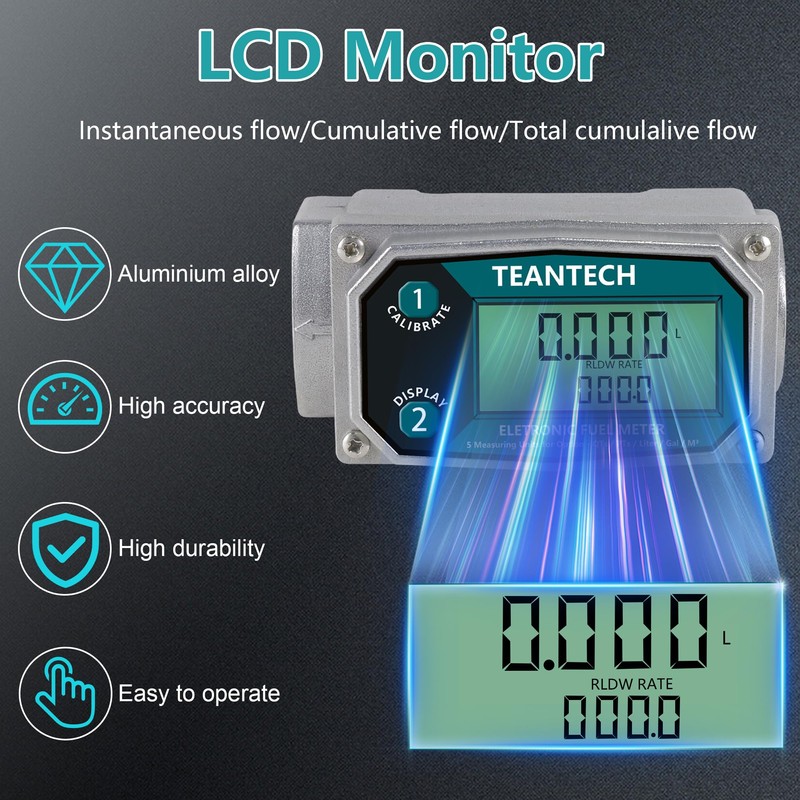 Flow Meter -1 Inch NPT Aluminum Alloy Digital Fuel Meter