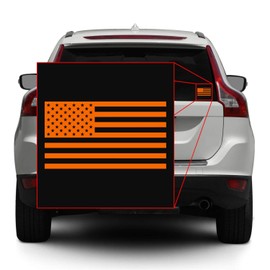 Hill Country Vinyl American US Flag [Pick Color/Size] Vinyl Decal Sticker for Laptop/Car/Truck/Window/Bumper (3.5in x 2in, Matte Orange)