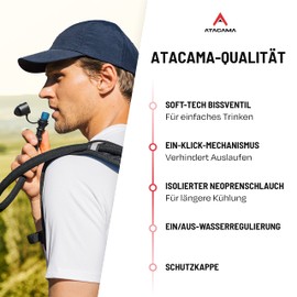 Atacama Hydration Bladder 2L BPA Free - Leak-proof with Insulated Hydration Tube - Antibacterial Hydration Bag for Any Hydration Backpack Sport - Premium Hydration System for Backpack 2 Litre Hydration Bladder Backpack