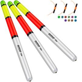 QualyQualy Fishing Floats, Weighted Catfish Pole Floats, High Visibility Wood Pole Fishing Float for Catfish Pike 12IN, 3PCS