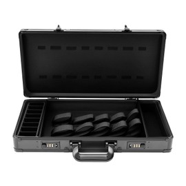 Aluminum Alloy Barber Carrying Case with Lock and Adjustable Shoulder Strap,Barbers Accessories Cases,Profesional Barbers Tool Organizer for Clippers and Supplies,Salon Hair Travel Suitcase,Black