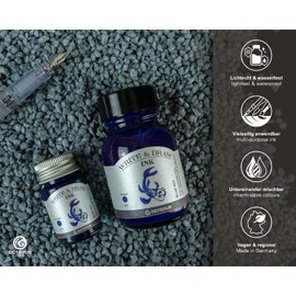 Octopus Write and Draw Ink 414 Blue Koi Waterproof Ink for Writing and Drawing Calligraphy Ink Non-fading Drawing Ink for Fountain Pen Blue 50ml