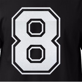 8" Glitter Iron-On Number 8 (Eight 8) – Large White Heat Transfer Number for Jerseys, T-Shirts, Sports Uniforms, Basketball, Football – Style C (White 8)