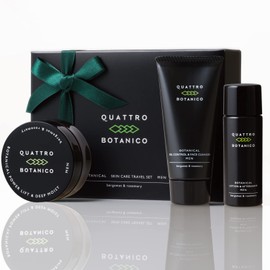 Quattro Botanico Men's Trial Skin Care Set with Wrapping, Face Wash, Lotion, Cream, Botanical, Skin Care, Travel Set, Travel, Skin Care Set, Trial Set, Men's, Drying, Moisturizing, Skin Care, Men's Cosmetics, Gift, Approx. 2 Weeks Supply