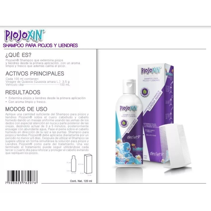 declat.9 Piojoxin Shampoo Para Piojos Y Liendres