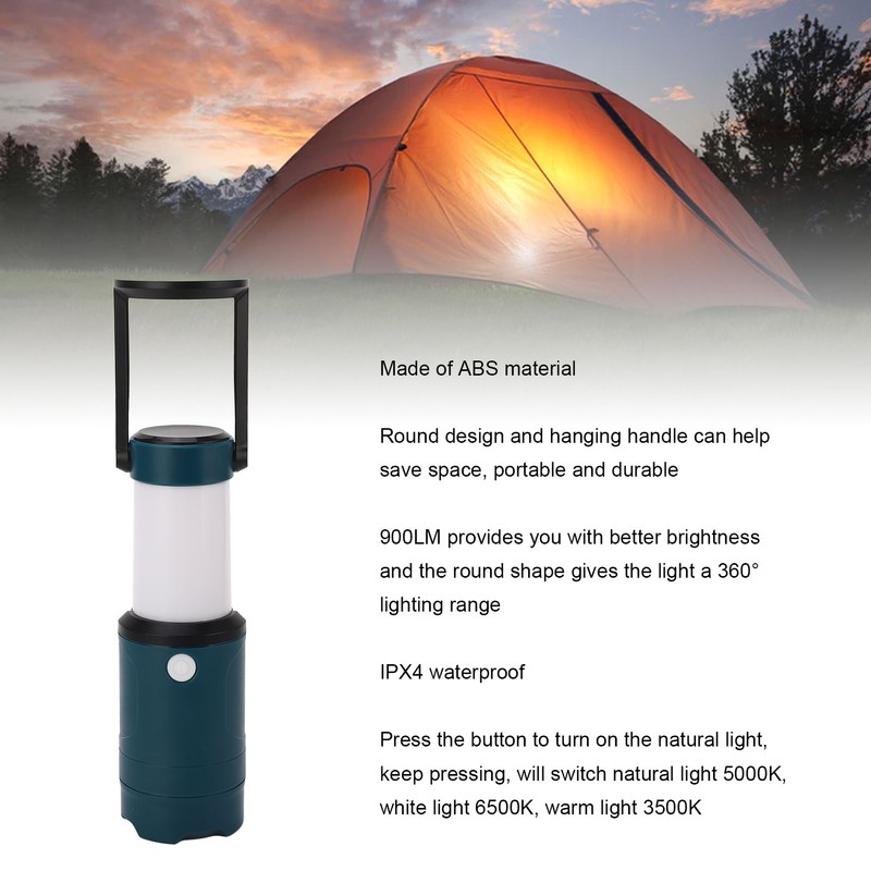 900LM LED Camping Lantern Battery Powered IPX4 Waterproof Lithium Battery