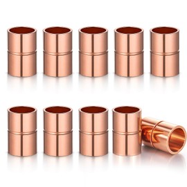 3/8 Inch Straight Copper Fittings 10 Pcs Copper Pipe Welding Joint Pipe Coupling Fittings for HVAC Air Conditioning