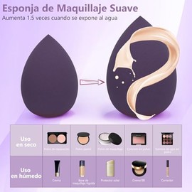 Esponja Maquillaje, Esponja de belleza de maquillaje de 8 piezas, para Juego de Esponjas de Maquillaje Facial, uso Seco y Húmedo, Esponja de Maquillaje para Base en Polvo