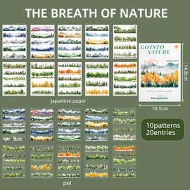 20 Sheets Nature Landscape Pre-Cut Journaling Stickers Book,Nature Aesthetic Sticker for Junk Journaling, Scrapbooking, Collage, Planner, Album, PET Transparent and Washi Stickers