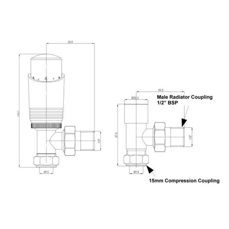 Thermostatic Radiator Valve Angled TRV White – Zeta