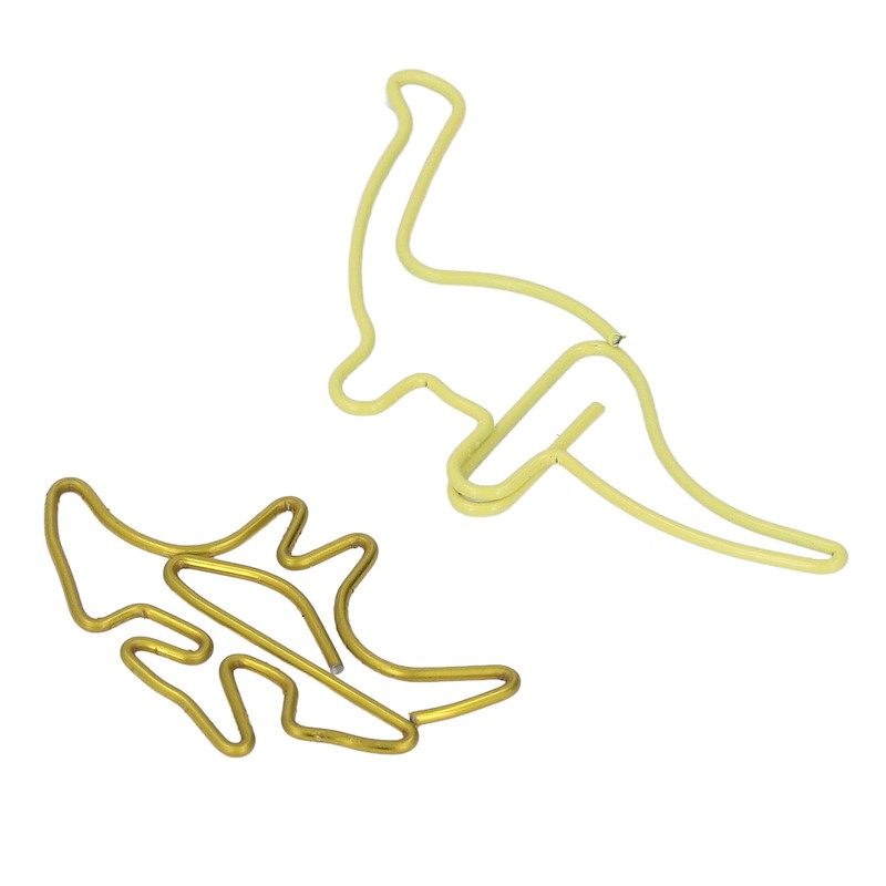 100pcs Shaped Paper Clips Pterosauria Yellow Dinosaur Shape Metal Portable