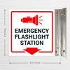 Emergency Flashlight Station Projecting Sign, Double Sided, 6x6 Inches, ACM,