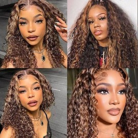 28 28 28 Inch Color 30 Bundles P4/30 Water Wave Bundle Highlight Human Hair 3 Bundles Two Tone Brown Mixed With Light Brown Bundle