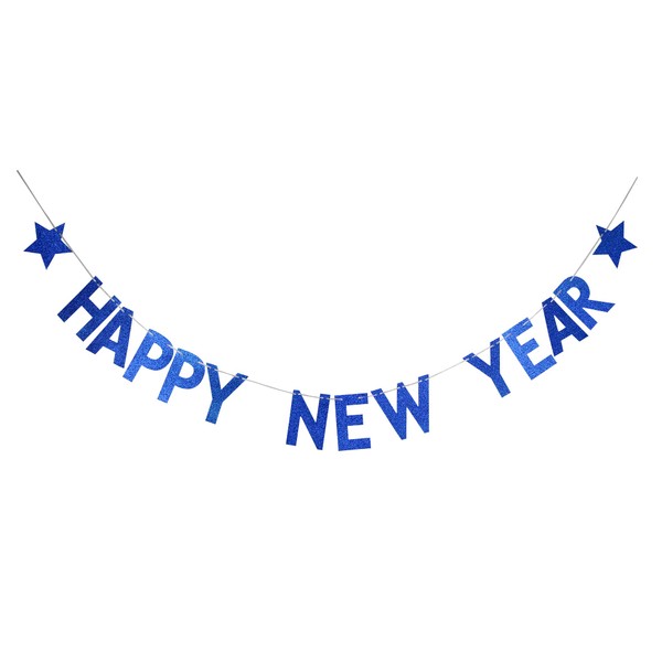 Happy New Year 2023 Banner - Merry Christmas Banner New Year's Eve Party Props Bunting - Home Holiday Decorations Sign(Blue)