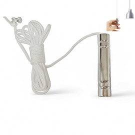 ZhuPu Light Pull Cord, Chrome Handle Weight, 1.5m Nylon String, Ceiling Switch Extender, Silver, for Bathroom Fan