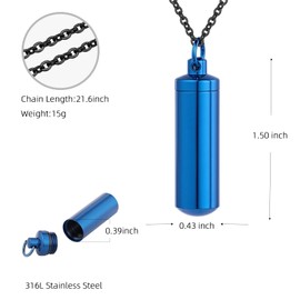 InfuMemo Cremation Jewelry for Ashes Pendant Urn Necklace Cylinder Keepsake Ashes Memorial Jewelry Necklace with Fill Tool Urn Memorial Ash