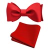GUSLESON Mens Solid Color Bowties Self Tie Bow Tie Handkerchief