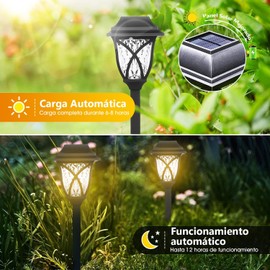 BYCRAY Juego de 6 luces solares para caminos de jardín, Blanco Cálido