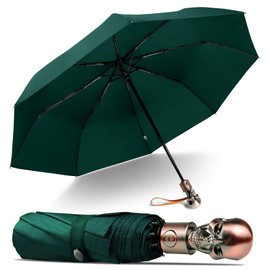 Lejorain Men's Black Skull Umbrella - Cool Luxury Auto Open Close Collapsible Umbrella Windproof for Men