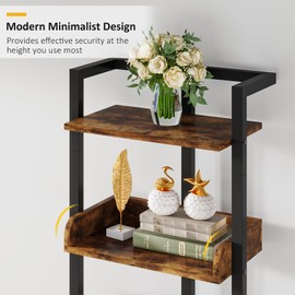 Hosfais Book Shelf Narrow Bookshelf: 5 Tier Wood Bookcase with Metal Edge Protection Industrial Modern Bookshelf Book Storage Organizer for Living Room Bedroom Home Office (Rustic Brown)