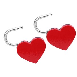 Heart Lock, 2 Sets Metal Heart Lock, Colourful Exquisite Padlock, Household Craft Supplies with Keys, Small Heart Shaped Metal Padlock, Mini Lock with Key (Red)