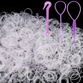 Ondaring Elastic Hair Ties Clear 1000 Pcs Hair Elastics with 1pcs Hair Bands Cutter Remover & 2pcs Hair Tail Tools for Toddler Infants Kids Girls Women