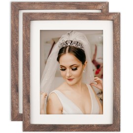 Brown 8x10 Picture Frames Set of 2 Display Pictures 6x8 with Mat or 8x10 without Mat for Wall and Tabletop Photo Frame