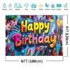 AIIKES 6x4ft Colorful Brick Wall Backdrop Retro Graffiti Happy Birthday