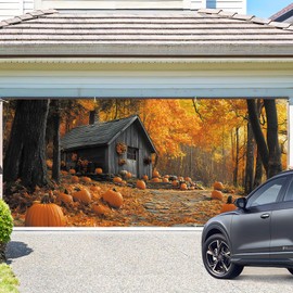 ANNA QUEEN Autumn Pumpkin Garage Door Banner 6 x 13FT, Fall Harvest, Outdoor Garage Decoration for Parties Home Decor